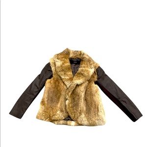 VEDA Stella Fur Jacket with Leather Sleeves